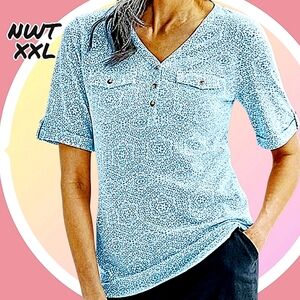 NWT XL & XXL Elbow Sleeve Utility Henley Top